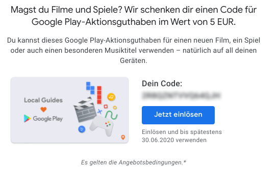 Local Guides erhalten 5€ Google Play Guthaben